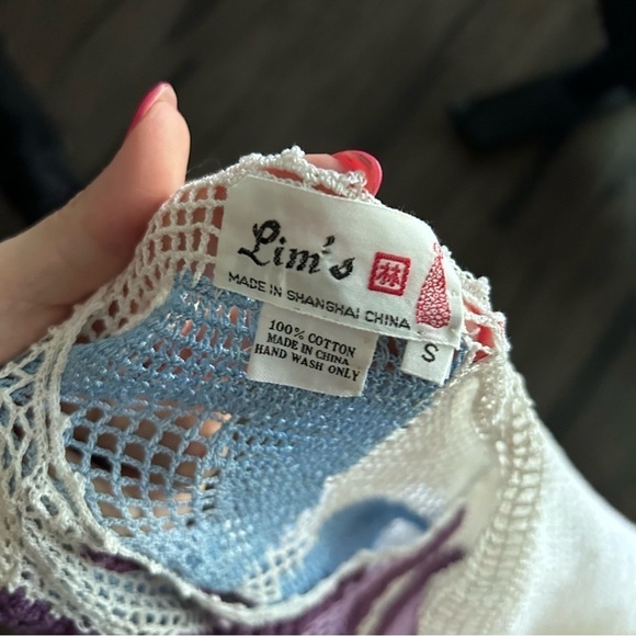 NWT Lim’s Shanghai Hand Crocheted Knitted Floral Midi Dress Sz S - Picture 7 of 9